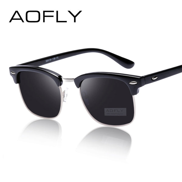 AOFLY CLASSIC Half Metal Sunglasses Men Women Brand Designer Glasses