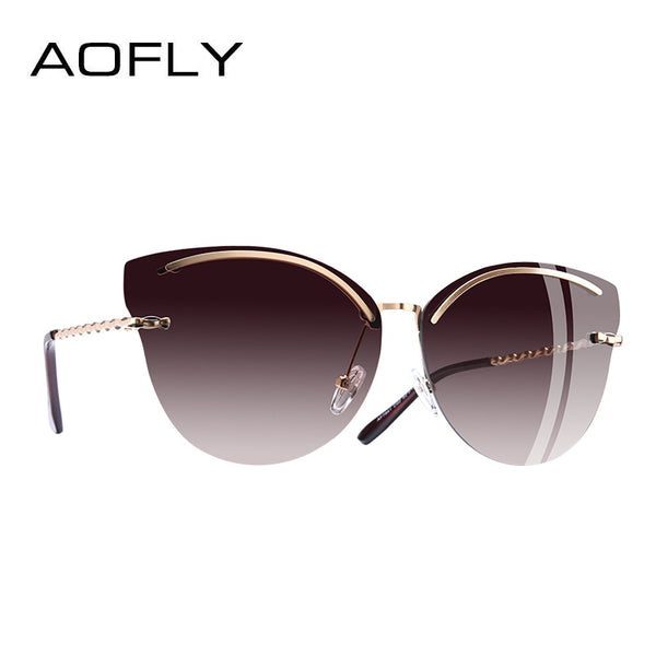 AOFLY BRAND DESIGN Cat Eye Sunglasses Women Fashion Mirror Reflective