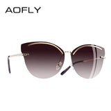 AOFLY BRAND DESIGN Cat Eye Sunglasses Women Fashion Mirror Reflective