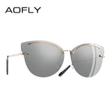 AOFLY BRAND DESIGN Cat Eye Sunglasses Women Fashion Mirror Reflective