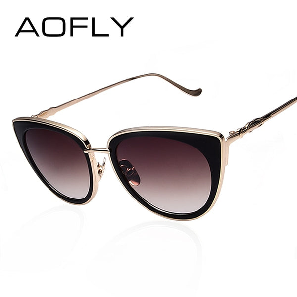 AOFLY Metal Frame Cat Eye Women Sunglasses Female Sunglasses