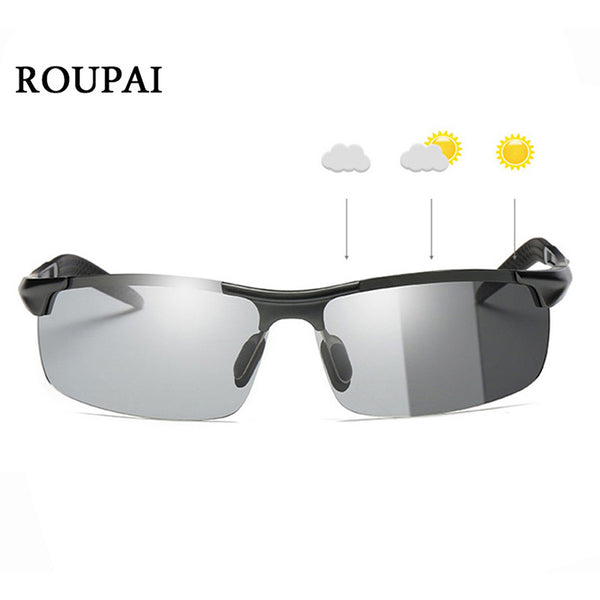 ROUPAI 2018 Polarized Sun Glasses Male Aluminium Magnesium Photochromic