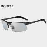 ROUPAI 2018 Polarized Sun Glasses Male Aluminium Magnesium Photochromic